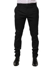Dolce & Gabbana Black Cotton Formal Dress Men Trouser Pants