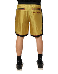 Dolce & Gabbana Yellow Floral Print Silk Men Bermuda Shorts