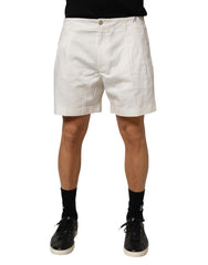 Dolce & Gabbana White Cotton Mid Waist Men Bermuda Shorts