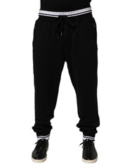 Dolce & Gabbana Black Cotton Sacred-Heart Men Jogger Pants