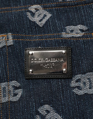 Dolce & Gabbana Blue Logo Print Straight Denim Men Jeans