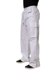 Dolce & Gabbana White Linen Straight Cargo Men Trouser Pants