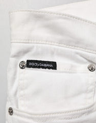 Dolce & Gabbana White Graffiti Print Skinny GOLD Denim Jeans