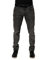 Dolce & Gabbana Dark Gray Cotton Skinny Men Denim Jeans