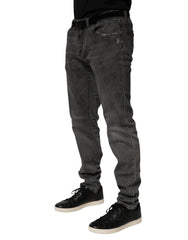 Dolce & Gabbana Dark Gray Cotton Skinny Men Denim Jeans