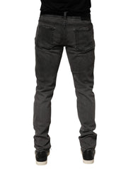 Dolce & Gabbana Dark Gray Cotton Skinny Men Denim Jeans