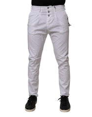 Daniele Alessandrini White Cotton Stretch Slim Fit Denim Jeans