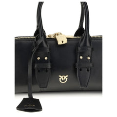 PINKO Black Calf Leather Bos Taurus Handbag