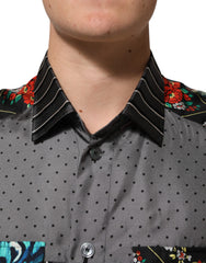 Dolce & Gabbana Multicolor Patchwork Long Sleeves Silk Shirt