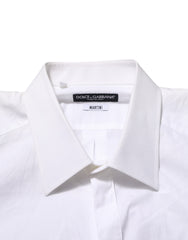 Dolce & Gabbana White Cotton MARTINI DG Patch Dress Shirt