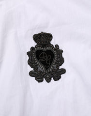 Dolce & Gabbana White Cotton MARTINI DG Patch Dress Shirt