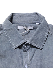 AGLINI Blue Denim Regular Fit Collared Long Sleeve Casual Shirt