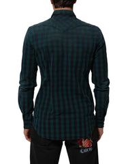 AGLINI Green Checkered Cotton Button Down Long Sleeves Shirt