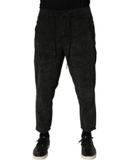 Dondup Black Mid Waist Cropped Corduroy Men Trouser Pants