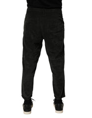 Dondup Black Mid Waist Cropped Corduroy Men Trouser Pants