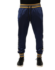 Dolce & Gabbana Blue Nylon Jogger Mid Waist Trouser Pants