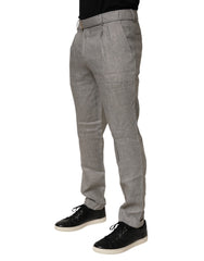 Briglia 1949 Gray Mid Waist Dress Formal Skinny Men Pants