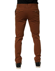 PT Torino Brown Men Skinny Chino Mid Waist Trouser Pants