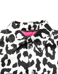 Dolce & Gabbana Black White Leopard Denim Blouson Sweater