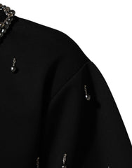 Dolce & Gabbana Black Polyester Necklace Embellished T-shirt