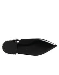 Dolce & Gabbana Black Crystal Charmeuse Slingback Shoes