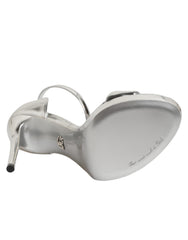 Dolce & Gabbana Silver Leather Platform Keira Sandals Shoes