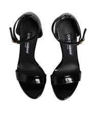 Dolce & Gabbana Black Leather Platform Keira Sandals Shoes