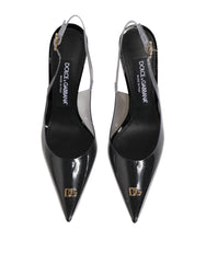 Dolce & Gabbana Black Leather Clear PVC Slingback Pumps Shoes
