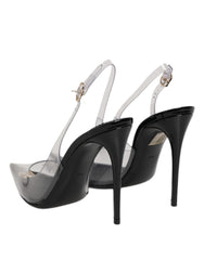 Dolce & Gabbana Black Leather Clear PVC Slingback Pumps Shoes
