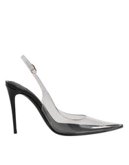 Dolce & Gabbana Black Leather Clear PVC Slingback Pumps Shoes