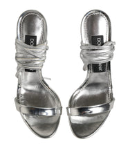 Dolce & Gabbana Silver Strappy High Heels Sandals Shoes