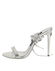 Dolce & Gabbana Silver Strappy High Heels Sandals Shoes