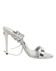 Dolce & Gabbana Silver Strappy High Heels Sandals Shoes