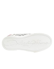 Dolce & Gabbana White Leather Graffiti Low Top Sneakers Shoes
