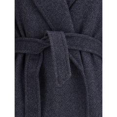 Max Mara Blue Fleece Wool Coat
