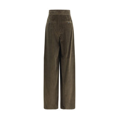Max Mara Green Cotton Casual Pants