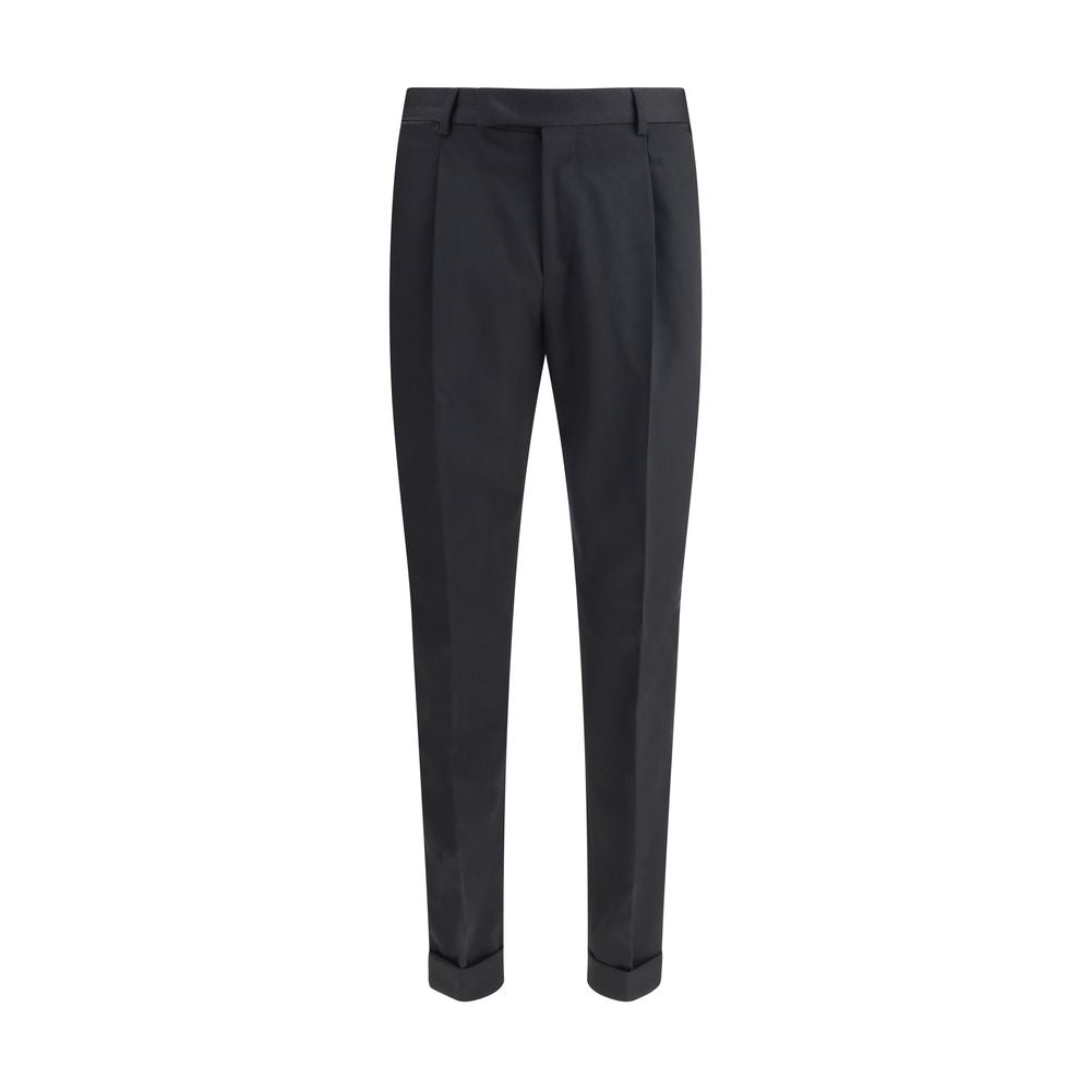 PT Torino Black Fleece Wool Casual Pants