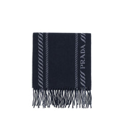 Prada Blue Fleece Wool Scarf