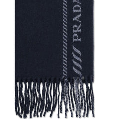 Prada Blue Fleece Wool Scarf
