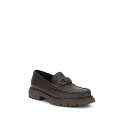Ferragamo Brown Calf Leather Bos Taurus Slip-On Loafers