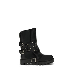 Dolce & Gabbana Black Calf Leather Bos Taurus Ankle Boots