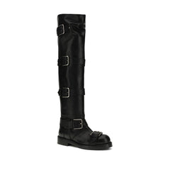 Dolce & Gabbana Black Calf Leather Bos Taurus Lace-Up Boots