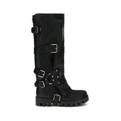 Dolce & Gabbana Black Calf Leather Bos Taurus Lace-Up Boots