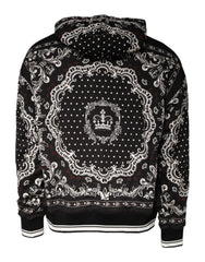 Dolce & Gabbana Black Bandana Print Crown Logo Cotton Hoodie Sweater