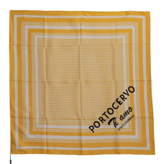 Dolce & Gabbana Yellow White Silk Striped Square Wrap Scarf