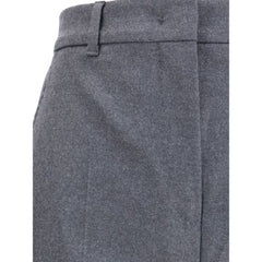 Max Mara Gray Fleece Wool Casual Pants