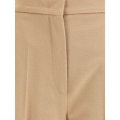 Max Mara Beige Fleece Wool Casual Pants
