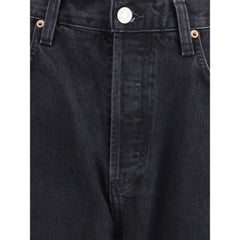 Agolde Black Cotton Straight-Leg Jeans
