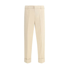 Cruna Beige Cotton Casual Pants
