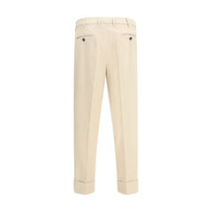 Cruna Beige Cotton Casual Pants